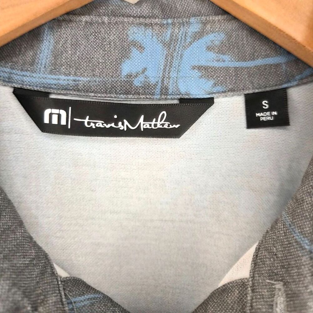 Travis Mathew Mens Polo Shirt Golf Tropical Palm Tree Stretch Performance Small - Picture 3 of 10